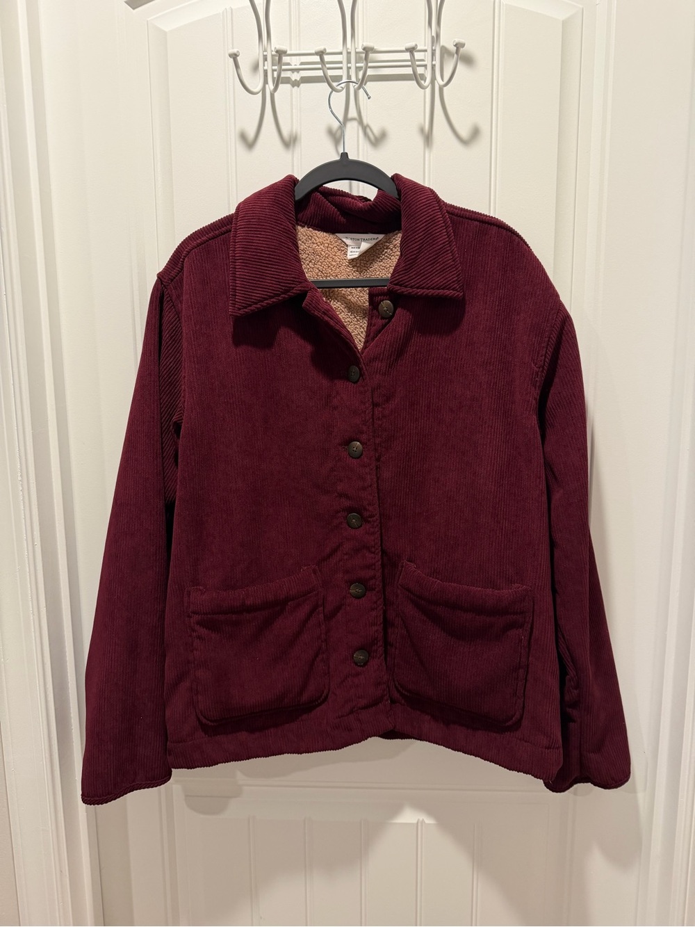 NWOT Boston Traders Women's Corduroy Teddy-Lined Jacket - Burgundy